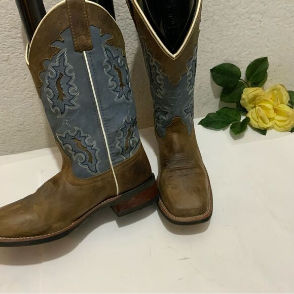 Laredo Western Brown Embroidered Cowboys Boots Women’s 7M - Picture 7 of 14